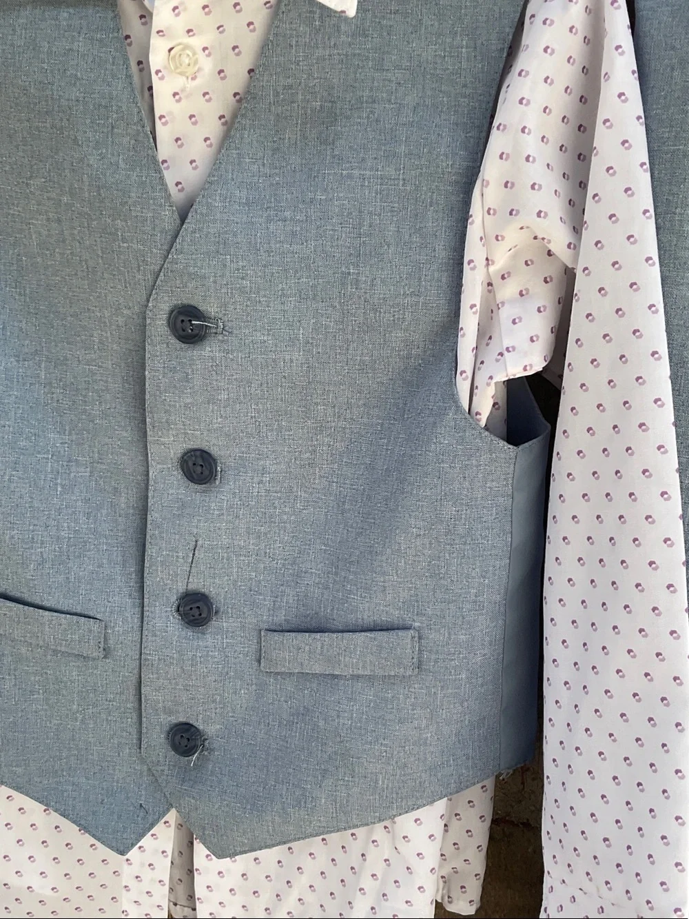 Take 50% OFF- Van Heusen Youth Light Blue Suit Vest & Pants Set, Size-6